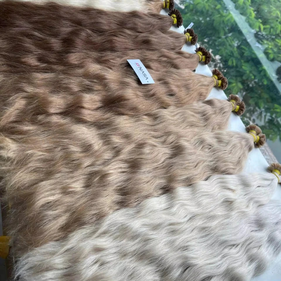 Keratin Tip Double Drawn Vietnamese Raw Hair Extensions Light Brown Color Natural Wave Styles 50 cm 60 cm 100 Grams