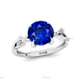 Lab Grown Round Cut Blue Sapphire & Diamond Twisted Band Ring Fine Jewelry 14K Solid Gold September Birthstone Solitaire Rings