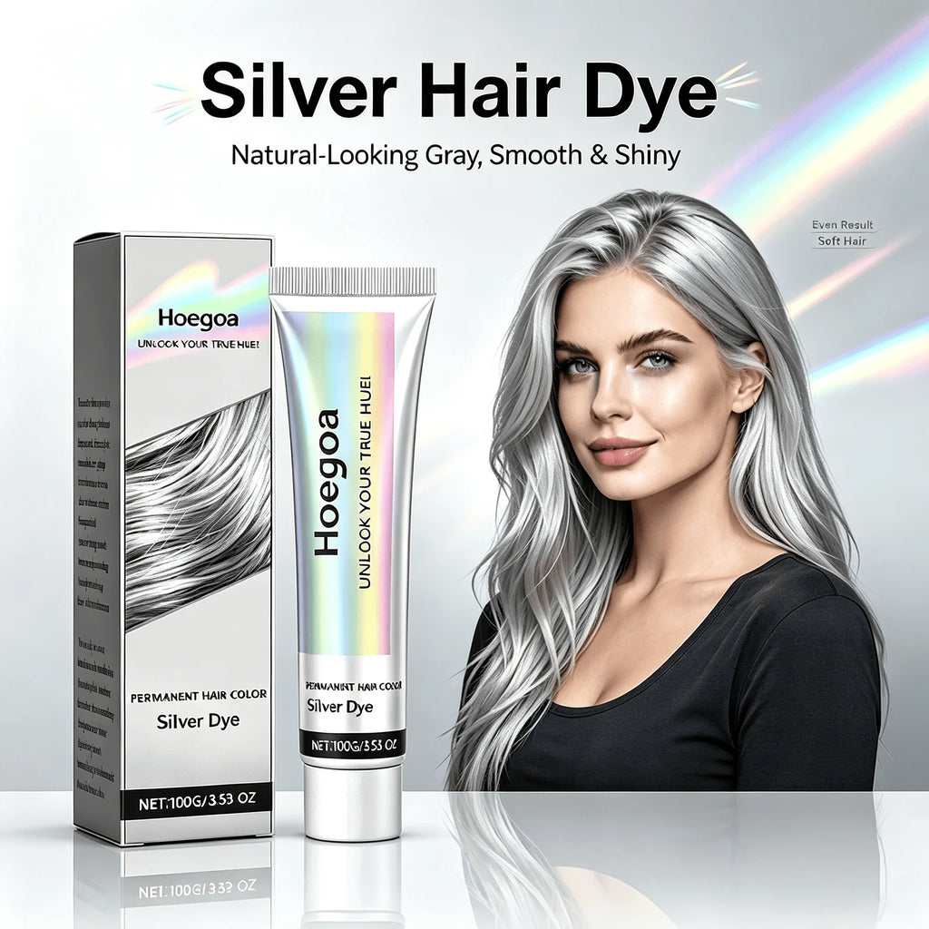 Silver Gray Hair Color Cream Gentle Formula Vibrant Punk Style DIY Styling Easy Use Quick Coloring Long Lasting Effect Permanent Hair Dye