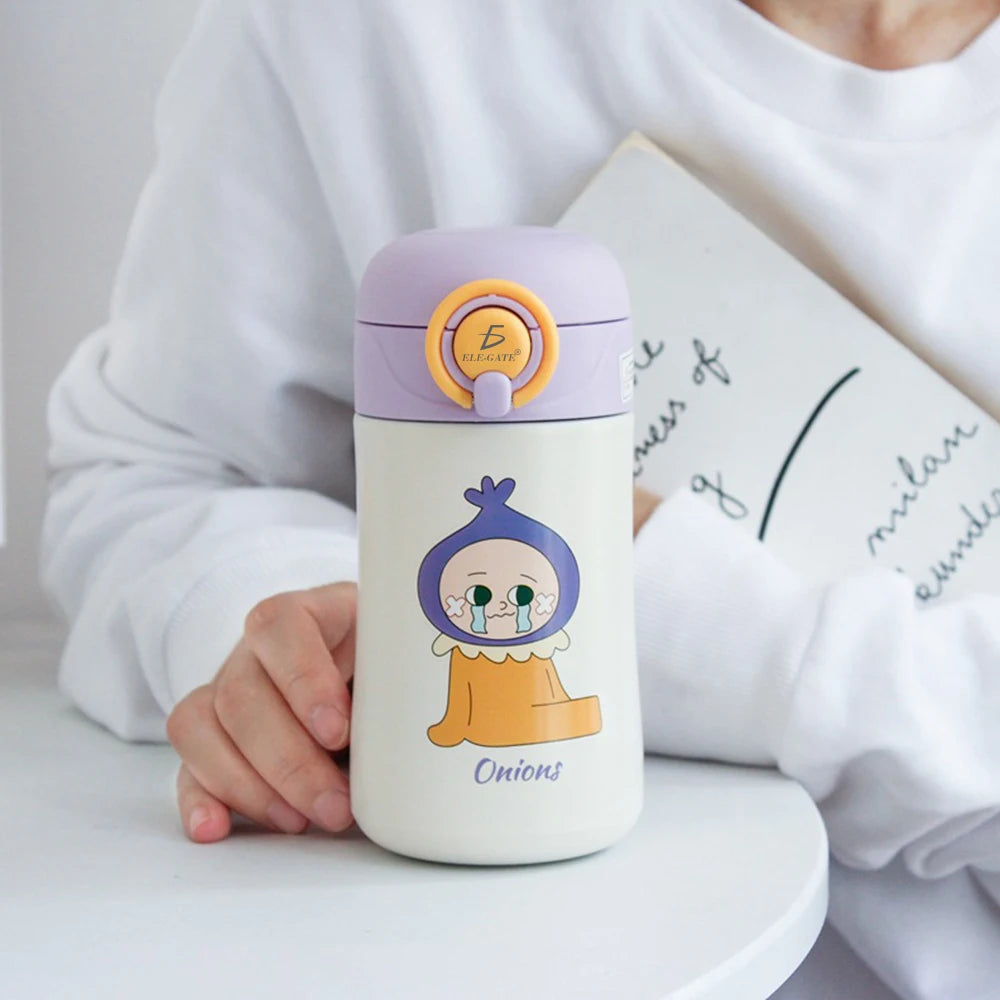 500ml Kids Outdoor Water Bottle Stainless Steel Straw Double-Walled Insulation BPA-Free Portable Water Purification Adjustable