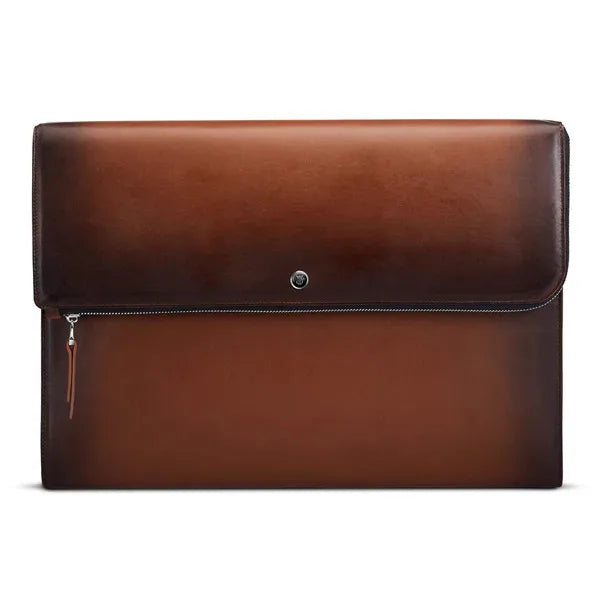Stylish Durable Genuine Leather Laptop Sleeve Custom Design Classic Snap Closure Laptop Protection Covers