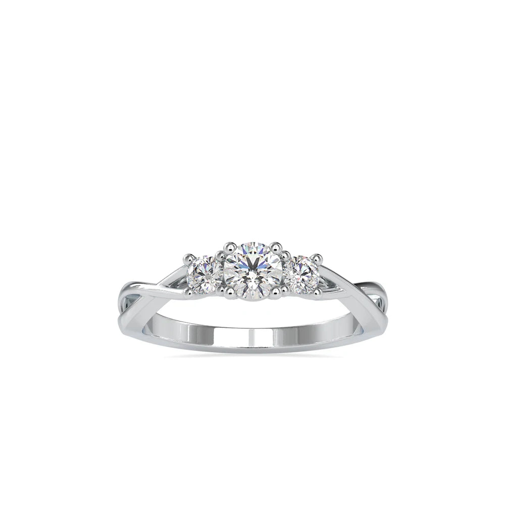 Classic Brilliant Cut Lab Grown Diamond 3 Stones 0.4ct IGI/ Certified 14K/24K Solid Gold Silver Plated Luxury Engagement Ring