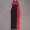 Summer 2025 Women's Fashion Hanging Neck Flower Embedded Diamond Sleeveless Long Wrap Dress Elegant Party Dress