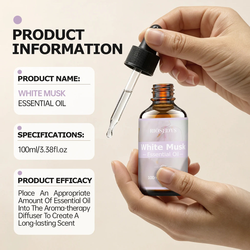 WHITE MUSK Essential Oil, Soft Musk Fragrance Oil for Diffusers, Aromatherapy & DIY Scented Crafts, Clean and Elegant Aroma