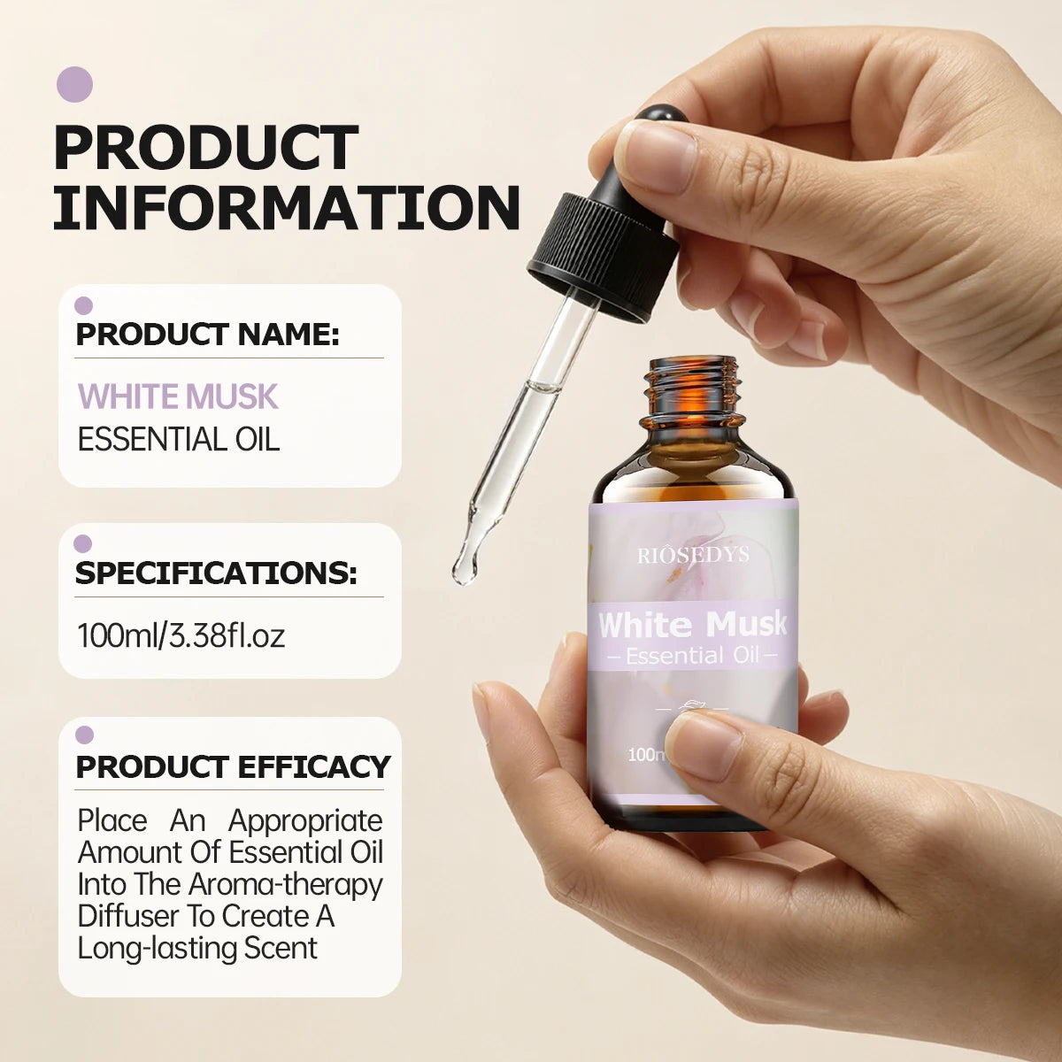 WHITE MUSK Essential Oil, Soft Musk Fragrance Oil for Diffusers, Aromatherapy & DIY Scented Crafts, Clean and Elegant Aroma