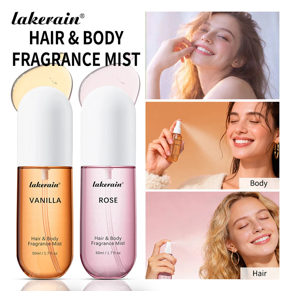 Christmas Gift 50ml Vanilla Rose Fragrance Spray Hair & Body Fragrance Mist Fresh Long Lasting Perfume Travel Size Freshener Spr
