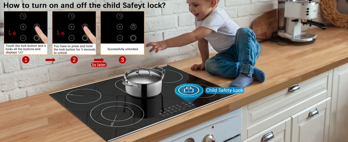 Karinear 2 Burners Electric Cooktop, 120v Plug in Ceramic Cooktop, 12 Inch Countertop & Built-in Electric Stove Top with Child Safety Lock, Timer, Over-Temperature Protection, Sensor Touch Control