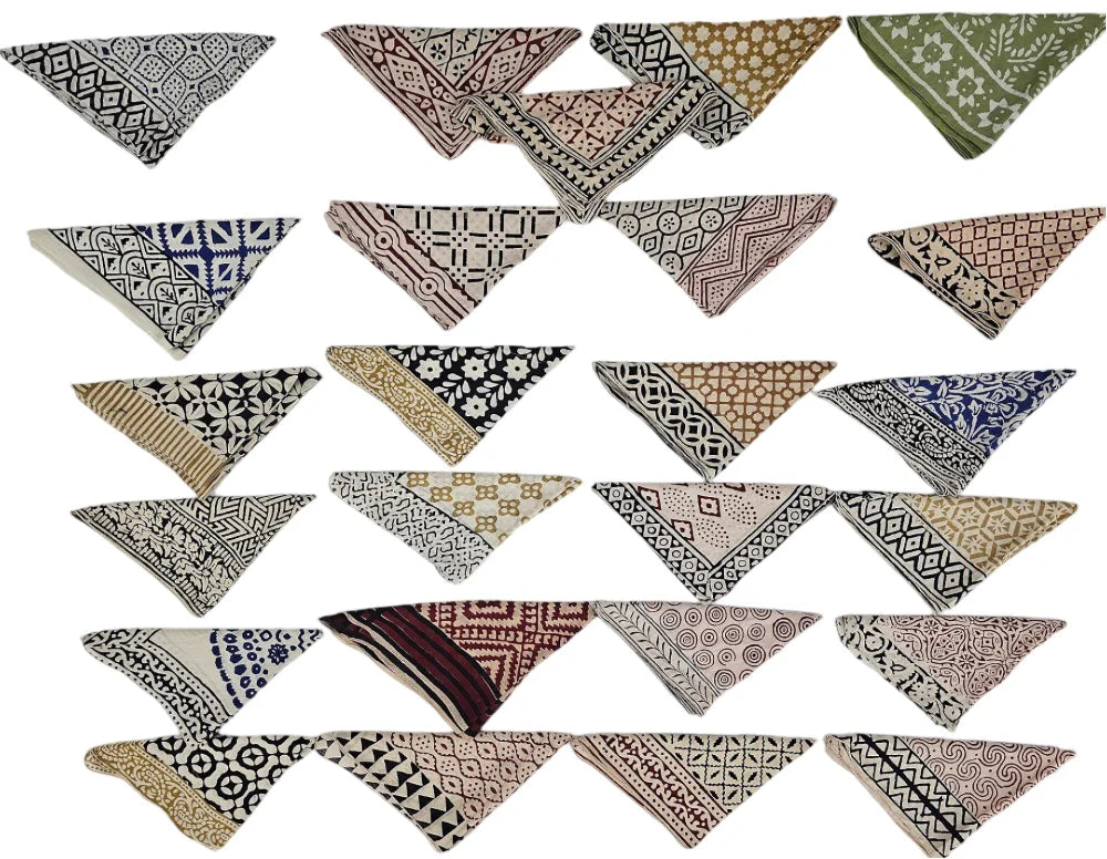 Wholesale Bulk Artisan Block Print Square Organic Cotton Bandana Scarf Paisley Design Hand Printed Durable Breathable Vibrant