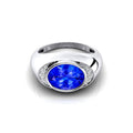Stylish Rhodium 18K Solid Gold Signet Rings Fine Birthstone Jewelry Natural Tanzanite Stone With Real Certified Diamonds Ring