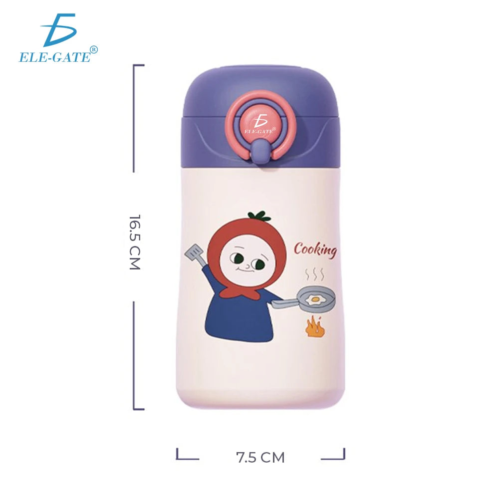 500ml Kids Outdoor Water Bottle Stainless Steel Straw Double-Walled Insulation BPA-Free Portable Water Purification Adjustable