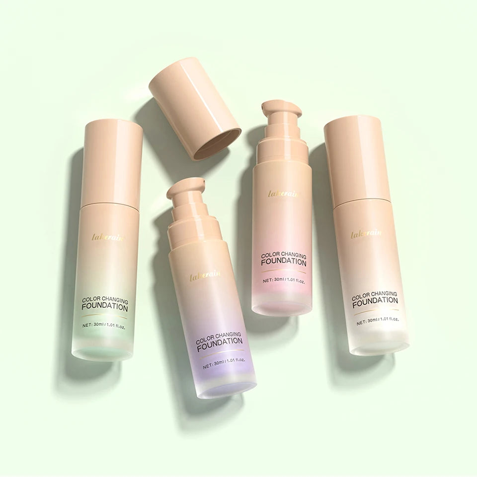 Color Changing Foundation Long-Lasting Makeup Effect Magic Foundation High Coverage Self-Coloring Cc Cream Cosmetics