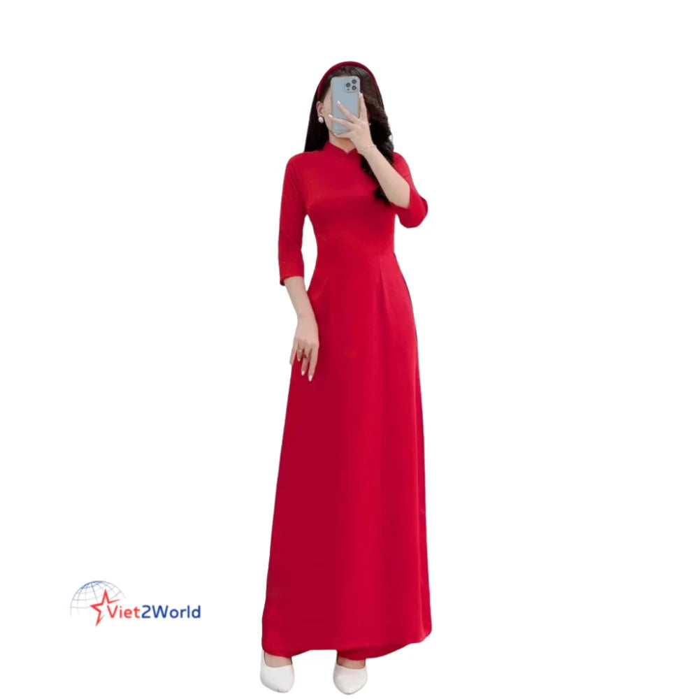 Vietnam Women's Customizable Vintage Leopard Print Woven Modal Asymmetrical Anti-Wrinkle Dry Cleaning Ao Dai Dresses Anti-Static