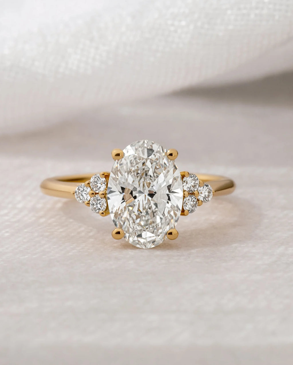 12X8mm Oval Cut Moissanite Engagement Ring Cluster 925 Sterling Silver
