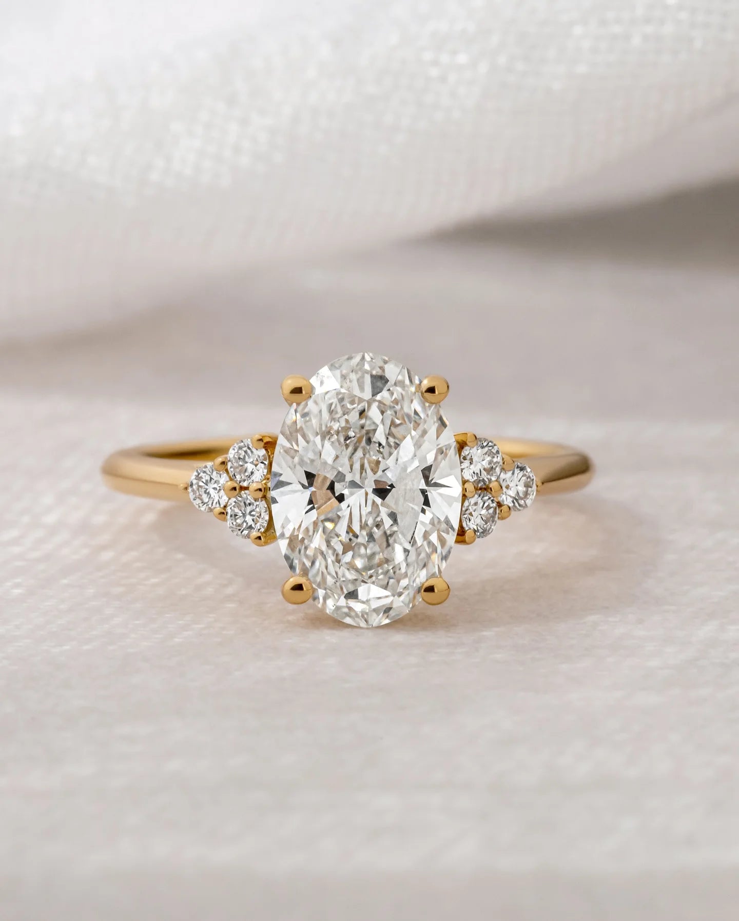 12X8mm Oval Cut Moissanite Engagement Ring Cluster 925 Sterling Silver