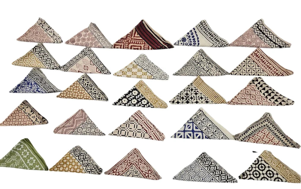 Wholesale Bulk Artisan Block Print Square Organic Cotton Bandana Scarf Paisley Design Hand Printed Durable Breathable Vibrant