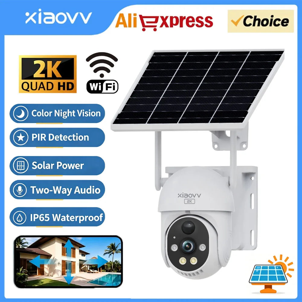 6MP Solar Camera Wifi Surveillance Security Cameras Home Protection Battery Cameras IP65 Waterproof  PIR Detect Two Way