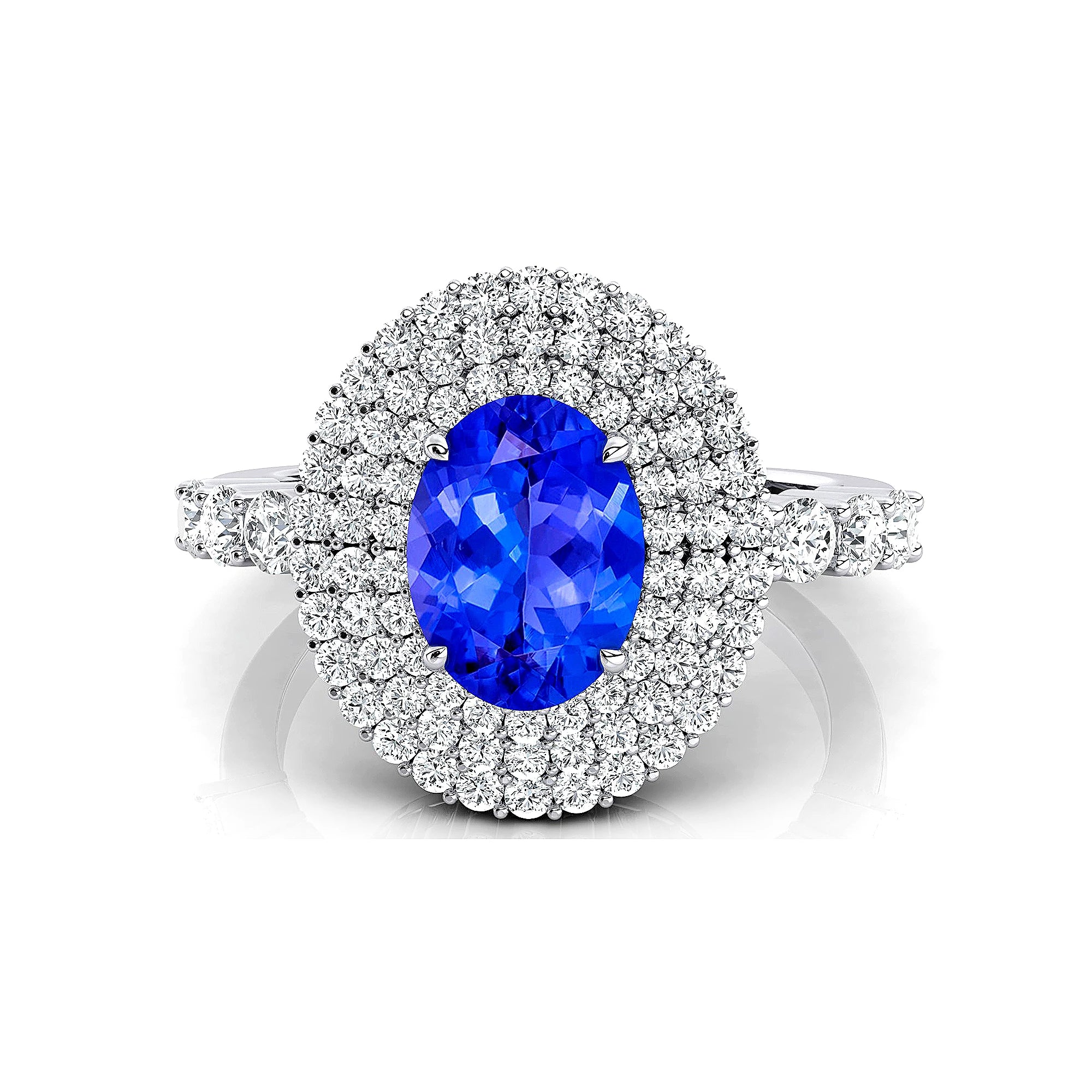 18k Gold Statement Rings Adorned With Natural December Birthstone Tanzanite Gemstone & Round Cut Certified Diamonds Ring For Her