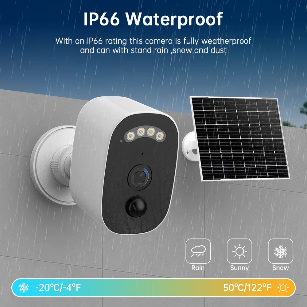 JOOAN 5MP WiFi Solar Camera Outdoor Wireless Battery Powered Security Camera PIR Human Detection Night Vision IP66 Waterproof
