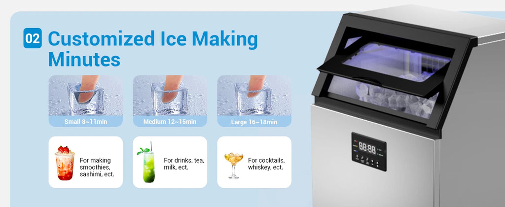 ETL Certified Commercial Ice Maker Machine 160LBS/24H, 45LBS Capacity Freestanding & Under Counter Ice Maker, Clear Ice Cubes