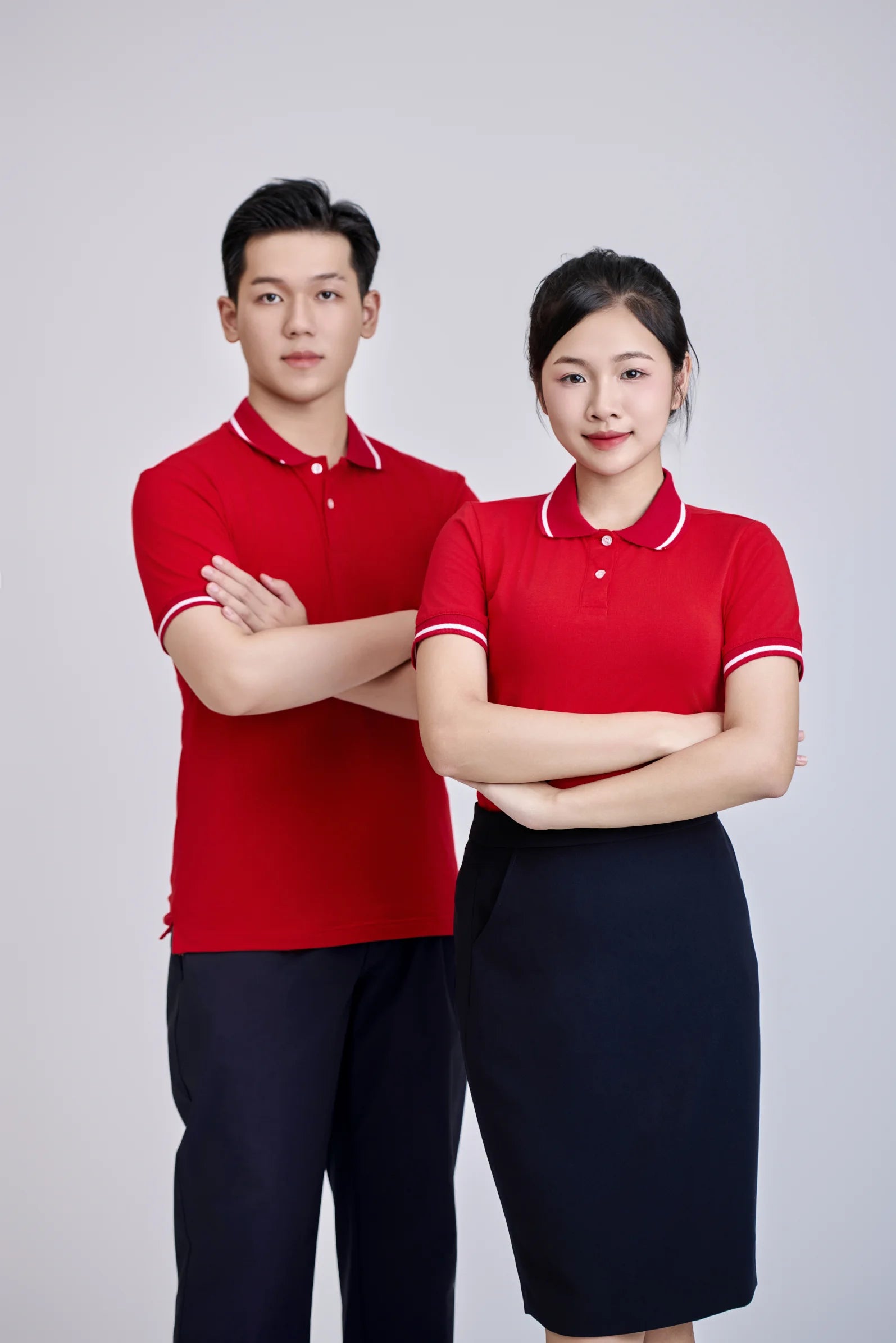 Solid Contrast Collar Casual for Shirt Front Logo Regular Button Red 95% Cotton +5% Spandex Knit