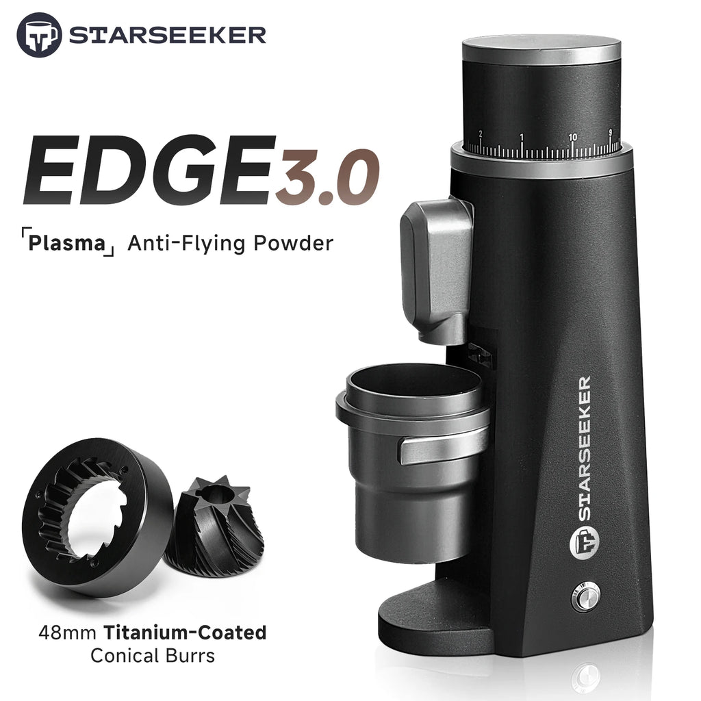 STARSEEKER EDGE Titanium Burr Coffee Grinder 48MM Espresso Burrs Stepless Fineness Adjustment Electric Coffee Grinders Black