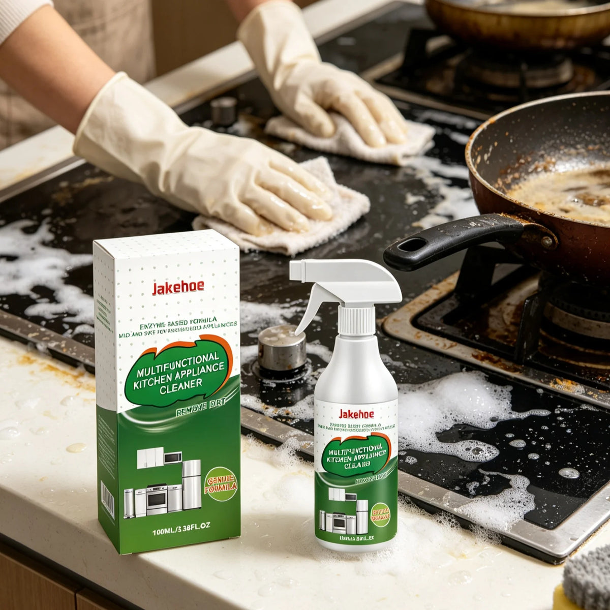 Jakehoe Kitchen Appliance Cleaner Powerful Decontamination Deep Stain Removal Refresh Kitchen Odors Multi Purpose Kitchen Spray