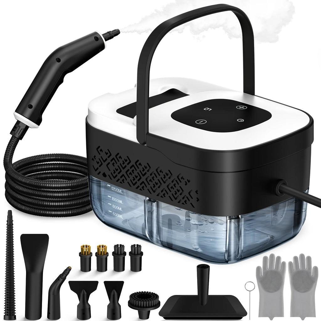 Tolife 2500W Portable High Pressure Steam Cleaner, 6 Adjustable Gears Touch Screen 1250ml Tank Chemical-Free Deep Cleaning Machine for Kitchen Bathroom Tile Grout Car Detailing