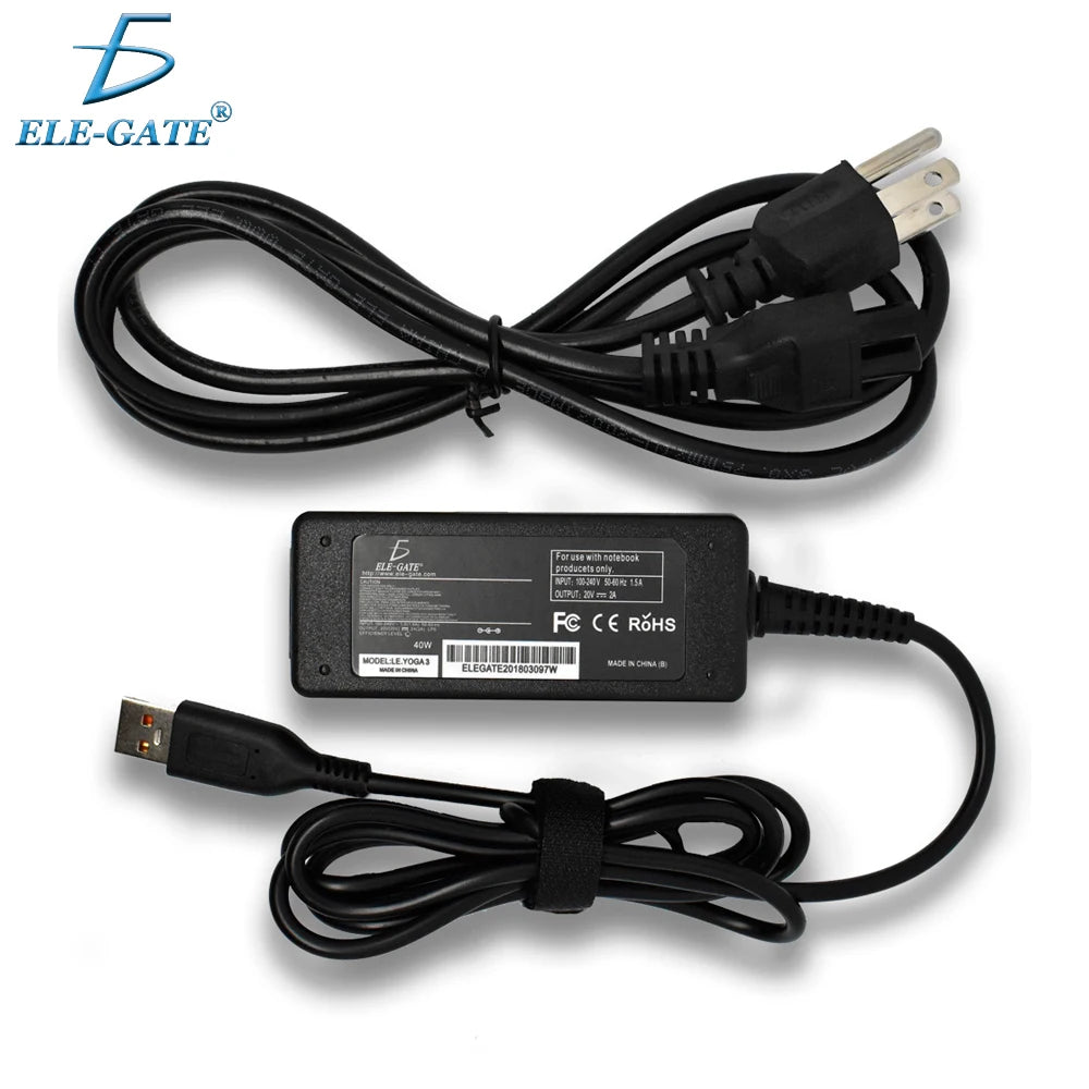 For Lenovo 20V 2A Laptop Charger USB AC Adapter for Yoga 3 11 14 Pro