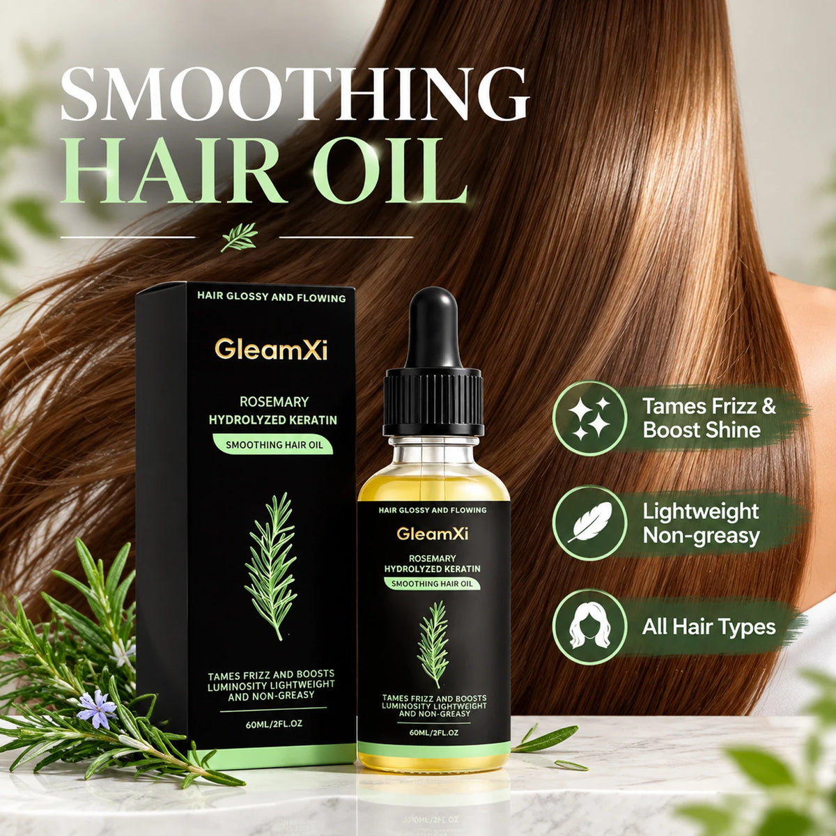 Moisturizing Smoothing Hair Oil Repair Frizzy Dry Hair Soften Strands Improve Smoothness Non-Greasy Hair Care