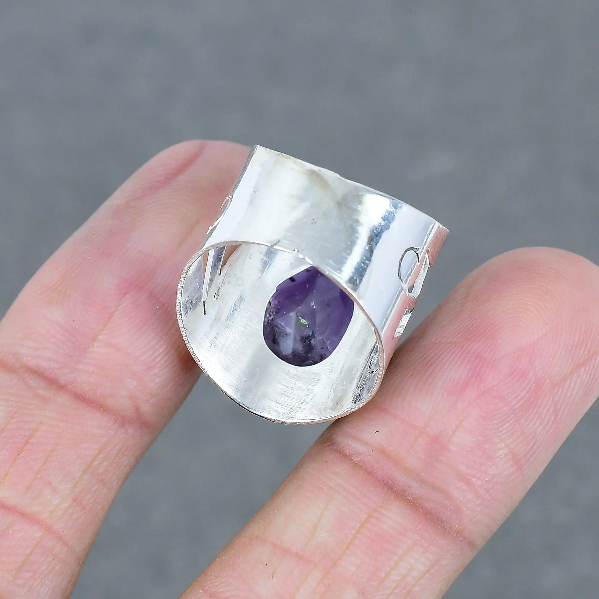 Hot Selling And Good Quality Natural Amethyst Silver Plated Brass Stone Gemstone Rings For women Jewelry And Gift For Sale