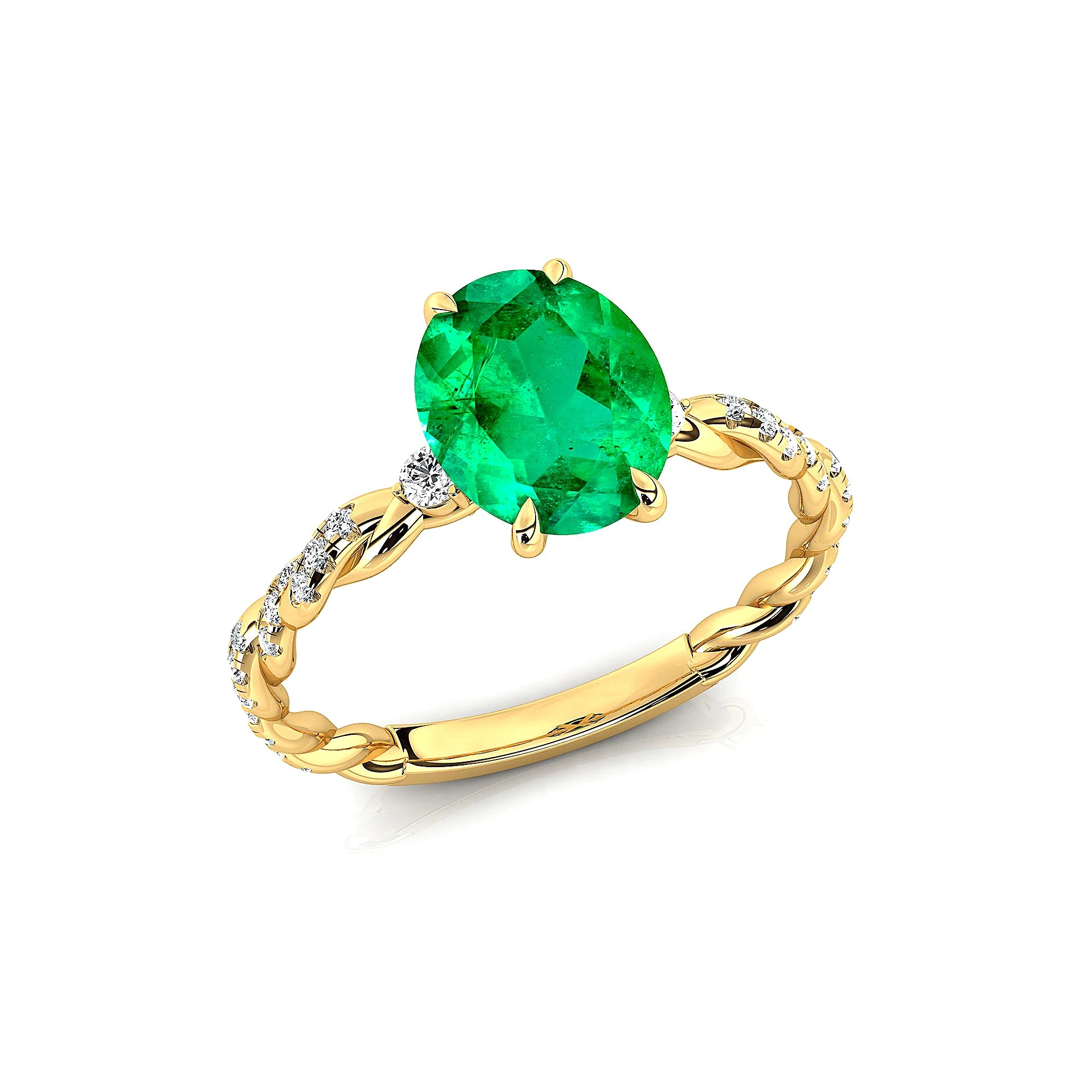 Wedding Statement Rings Lab Grown Emerald Gemstone Real White Diamonds 18kt Solid Rose Yellow Gold Rhodium Plated Bulk