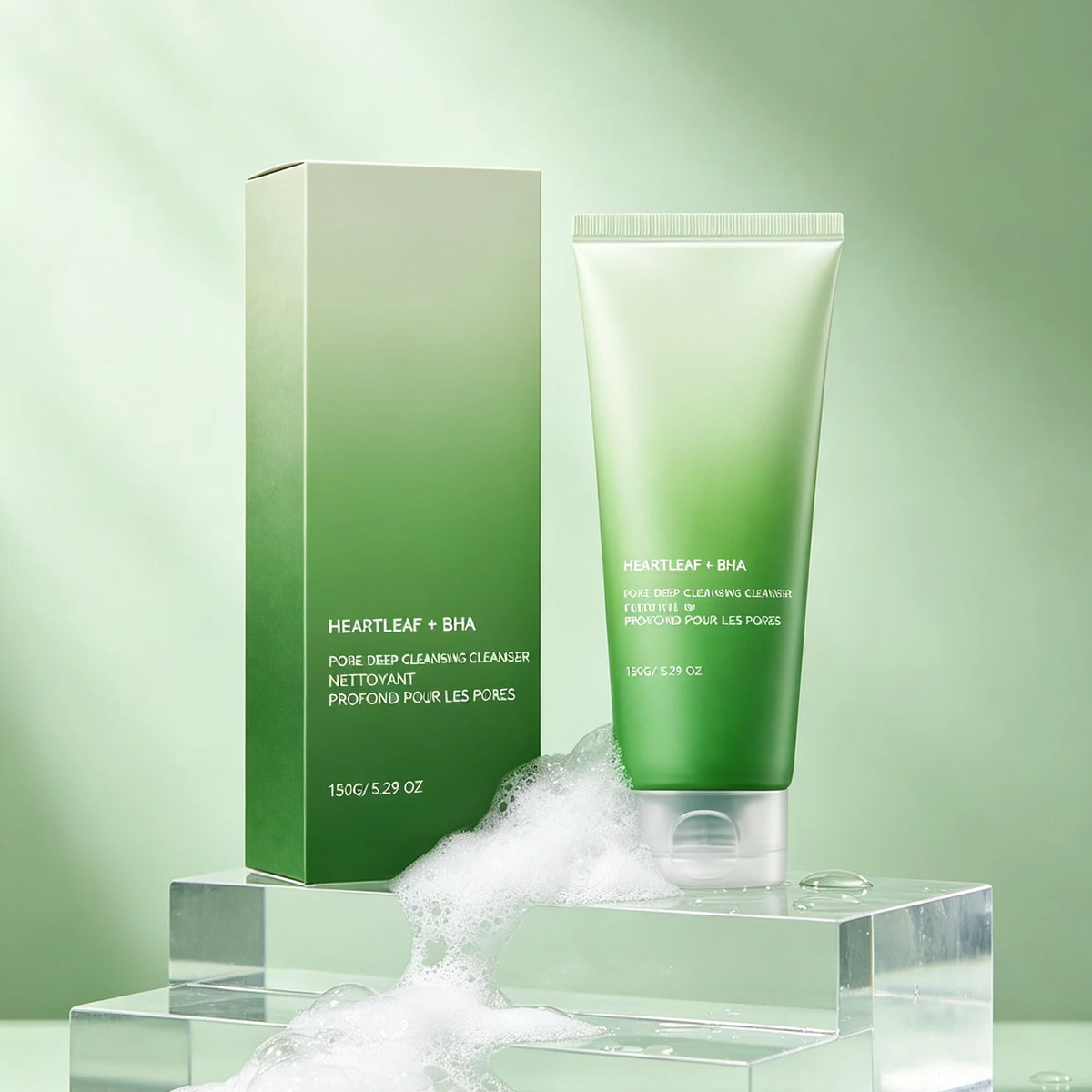 BHA Heartleaf Cleanser Oil Control Cleans Pores Refreshing Deep Facial Cleansing Creamy Rich Foam Exfoliating Face Cleanser 150g