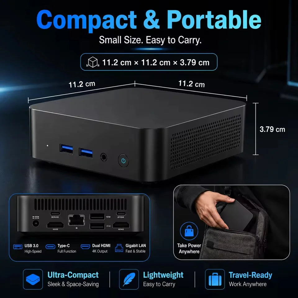 NEW Mini PC Intel I9 8950HK Windows 11 Pro 16GB RAM 1TB SSD Small Pocket Computer 4K 60Hz WiFi6 BT5.2 Gaming Desktop PC Portable