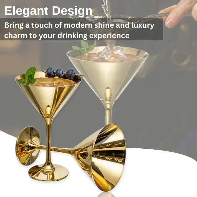 Premium Barware Quality Sale Metal Bar Champagne Glasses Copper Stainless Steel Martini Cocktail Glass Wine Drinking Goblets