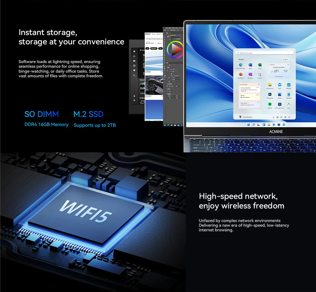 AX17.3 17.3" Laptop Intel N97 N150,16GB RAM 512GB/1TB SSD,Win11 Pro,Fingerprint Unlock,WIFI5 Type‑C HDMI,Business Notebook,EU Warehouse Fast Delivery,Free Multi‑language Keyboard Cover