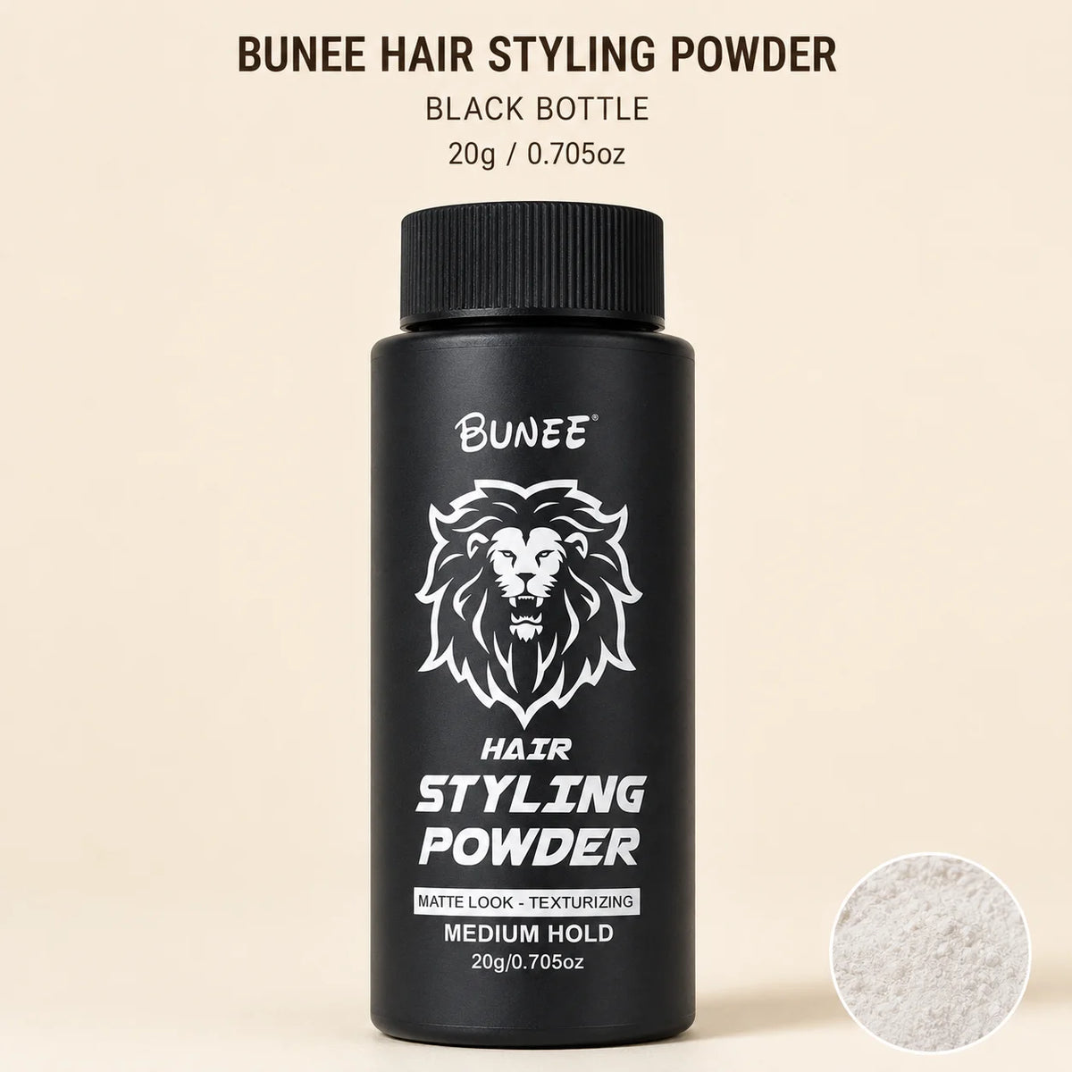 BUNEE Hair Styling Powder 20g, Root Volumizing Texturizing Powder with Matte Finish, Lightweight Medium Hold Hair Styling Powder