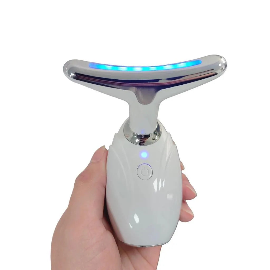 Electric Face Neck Beauty Massager LED Photon Light Vibration Skin Tightening Tool Facial Jawline Contour Beauty Device Rechargeable
