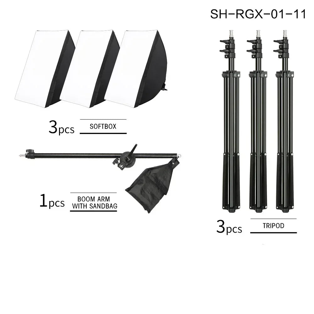 New 30w 40w Photography 50x70CM Softbox Lighting Kits System Soft box Continuous Light Use For Photo Studio Portrait Shooting