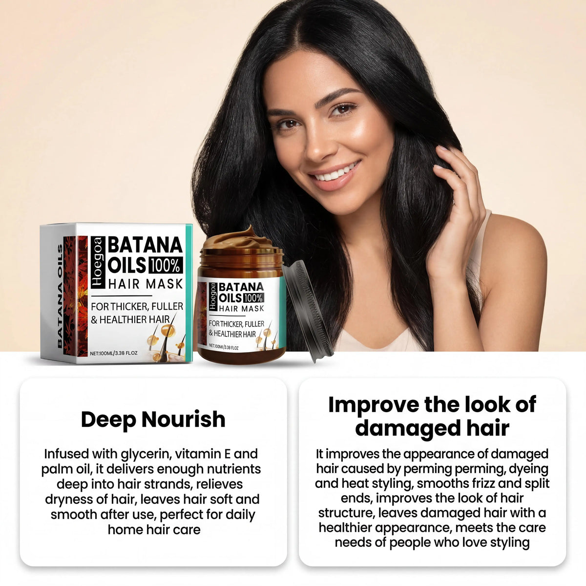 Batana Oils Hair Mask Deeply Nourishes Repairs Damage Adds Natural Shine Smooths Hair Promotes Growth Thickens Improves Texture Vitamin E Gentle Hair Care