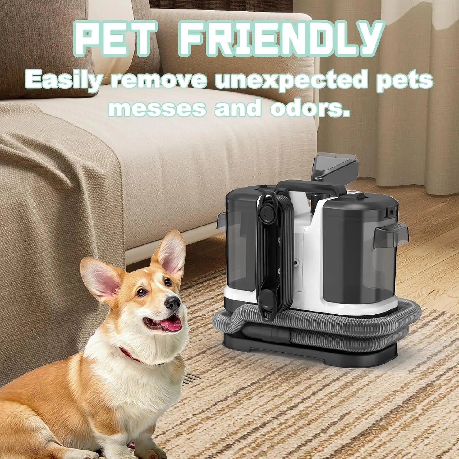 500W 12kPa Portable Carpet Cleaner Spray & Suction All-in-One Pet Dirt Stain Cleaner Handheld Home Furniture Upholstery Cleaner