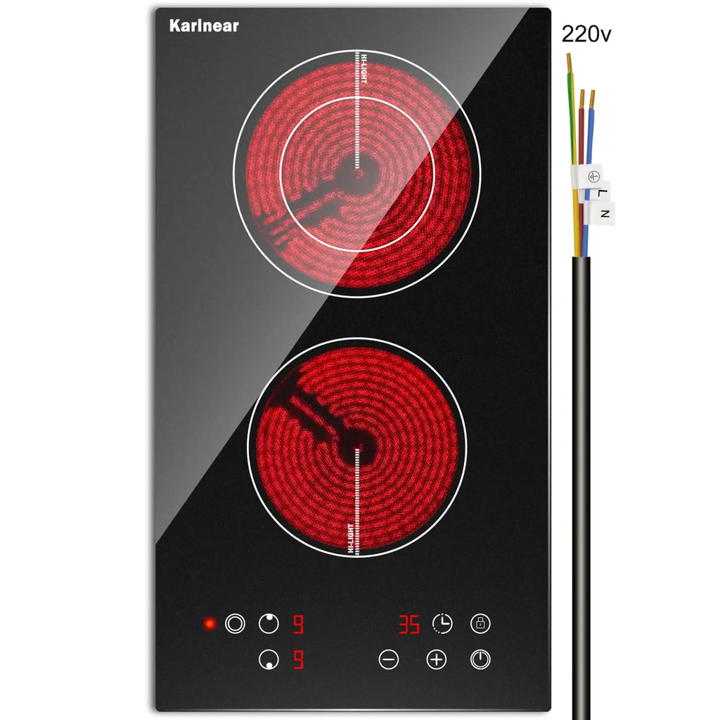 Karinear Portable Electric Cooktop, Electric Stove Single Burner Ceramic Cooktop with Touch Control, Child Safety Lock, Timer, Residual Heat Indicator, Overheat Protection, 1800W 110V Infrared Burner | Ceramic Cooktop, Sensor