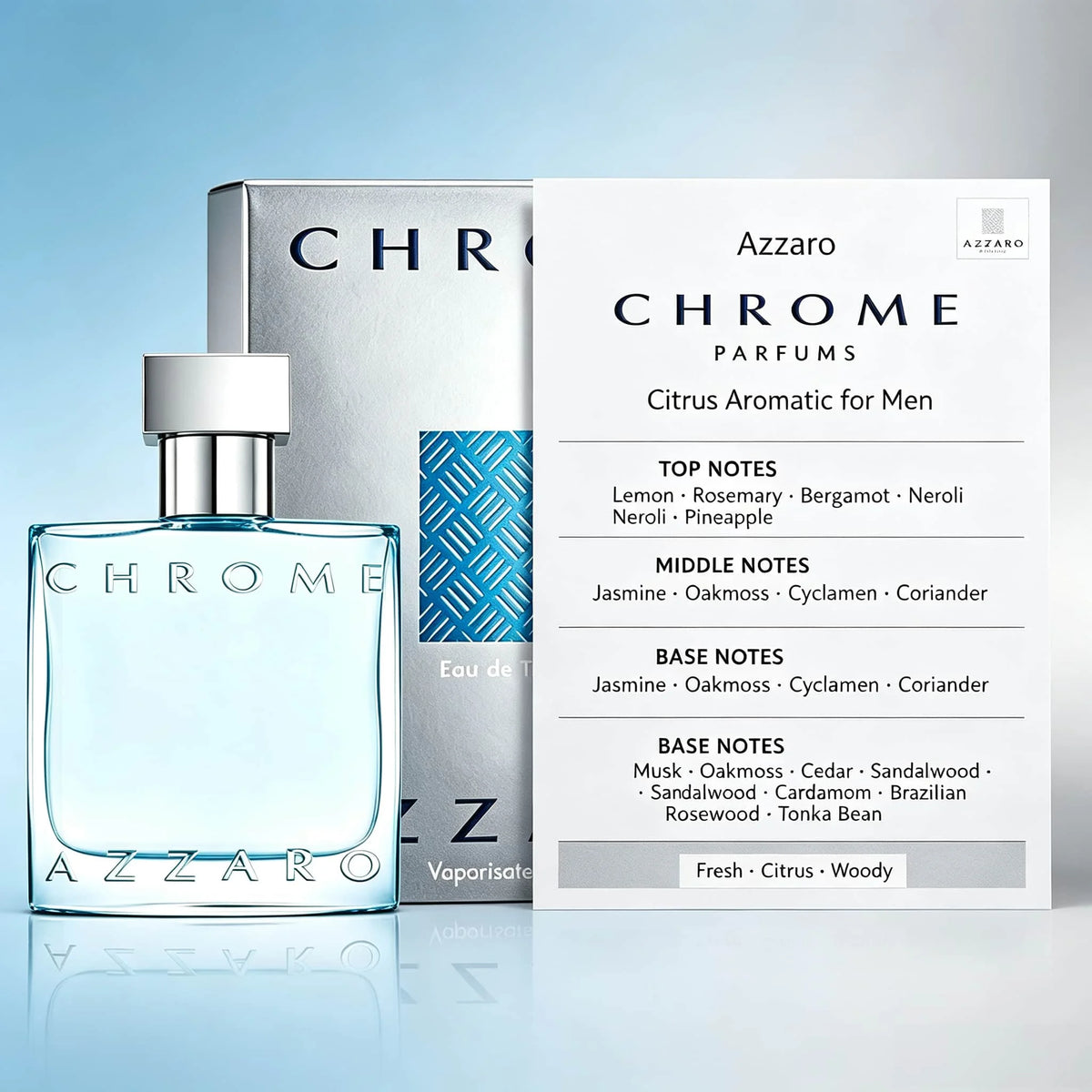Azzaro Classic Men's Aquatic Eau De Toilette, 3.4 oz. 100 ml, bergamot+rosemary+ocean Flavor, Jasmine at the Beginning, Middle Note Musk with Oak Moss, cedar at the End, Clean, Lasting 6-8 Hours of Daily Commuting/