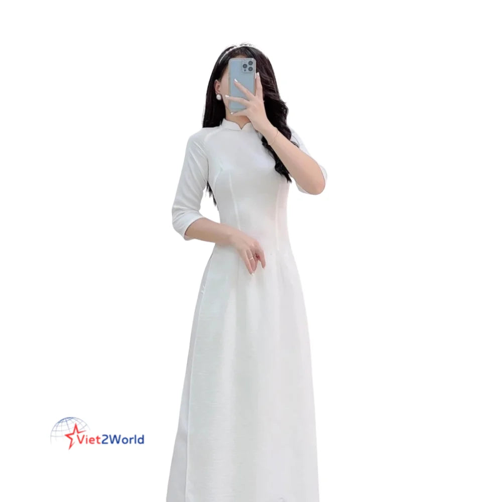 Vietnam Women's Customizable Vintage Leopard Print Woven Modal Asymmetrical Anti-Wrinkle Dry Cleaning Ao Dai Dresses Anti-Static