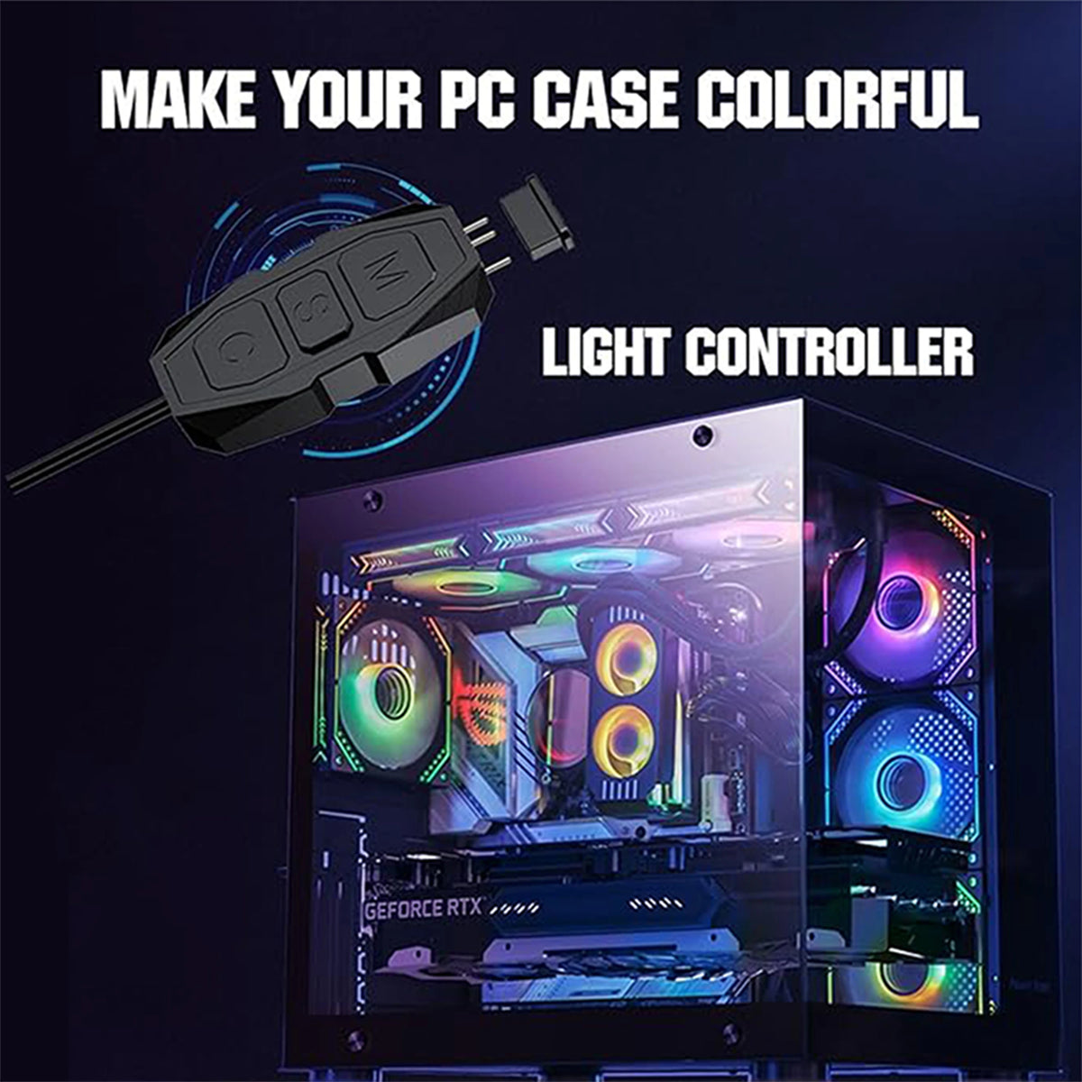 ARGB Controller 5V 3Pin SATA Powered RGB Control for PC Fan LED Strip Water Cooler - Standard Version / Remote Control Version