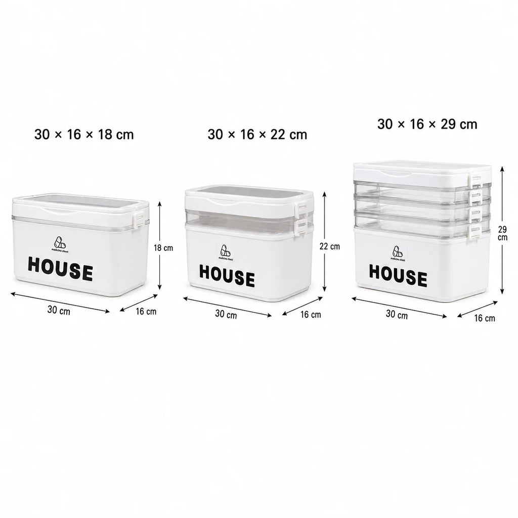 YX Large-Capacity Multi-Tier Stackable Storage Box Practical Portable Home First Aid Emergency Kit with Transparent Lid and Handles Organizer for Pills Crafts Hair Accessories Cosmetics Small Items Kitchen Bathroom Office Dor
