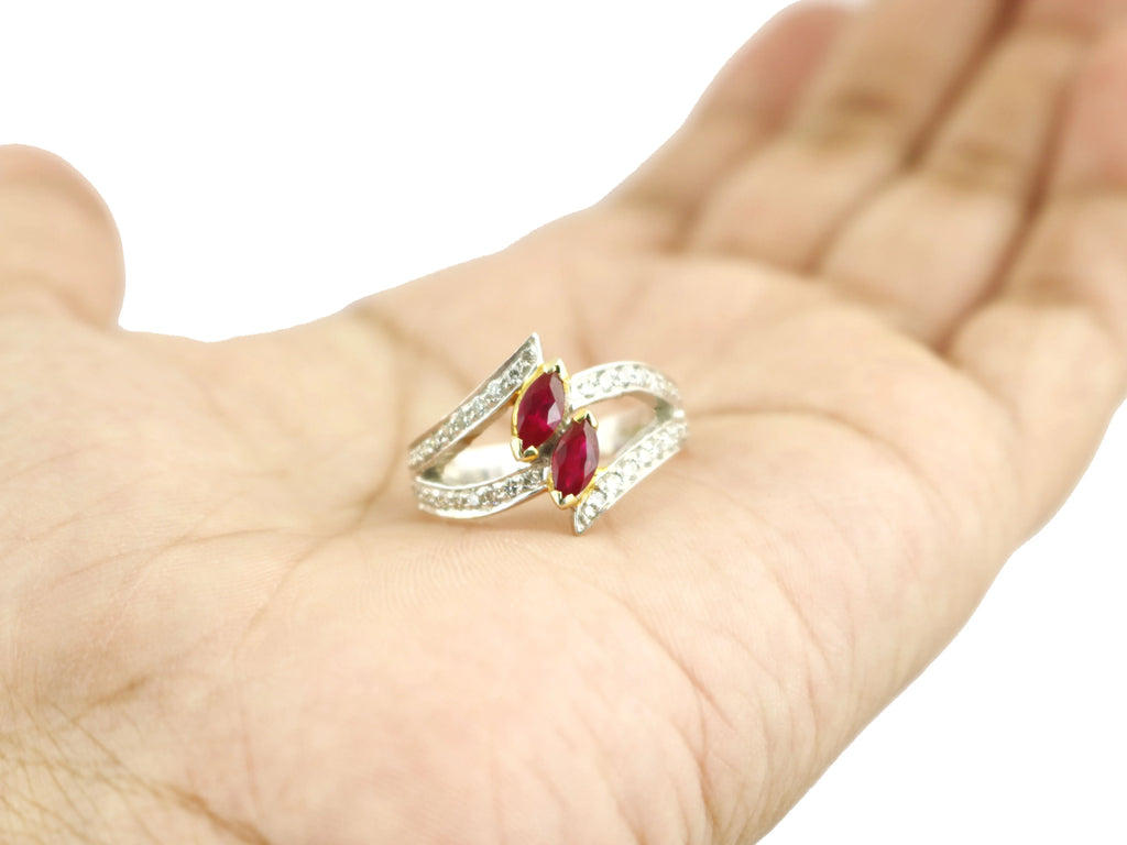 Ruby Marquise Gemstone 925 Sterling Silver July Birthstone Engagement Ring For Women