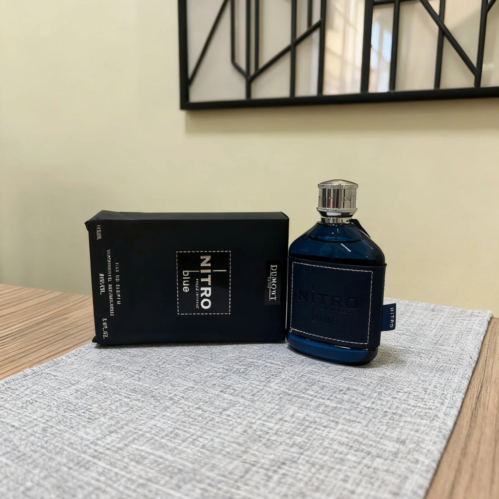 Dumont Nitro Blue Eau De Parfum - Uplifting Floral & Woody Fragrance - 3.4 Fl Oz
