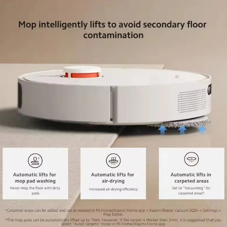 Mi Robot Vacuum Cleaner X20+ Plus 6000Pa Suction Wet & Dry Automatic APP Control Smart Home Floor Cleaning Robot