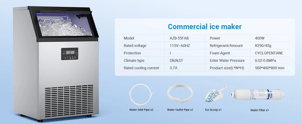 ETL Certified Commercial Ice Maker Machine 160LBS/24H, 45LBS Capacity Freestanding & Under Counter Ice Maker, Clear Ice Cubes