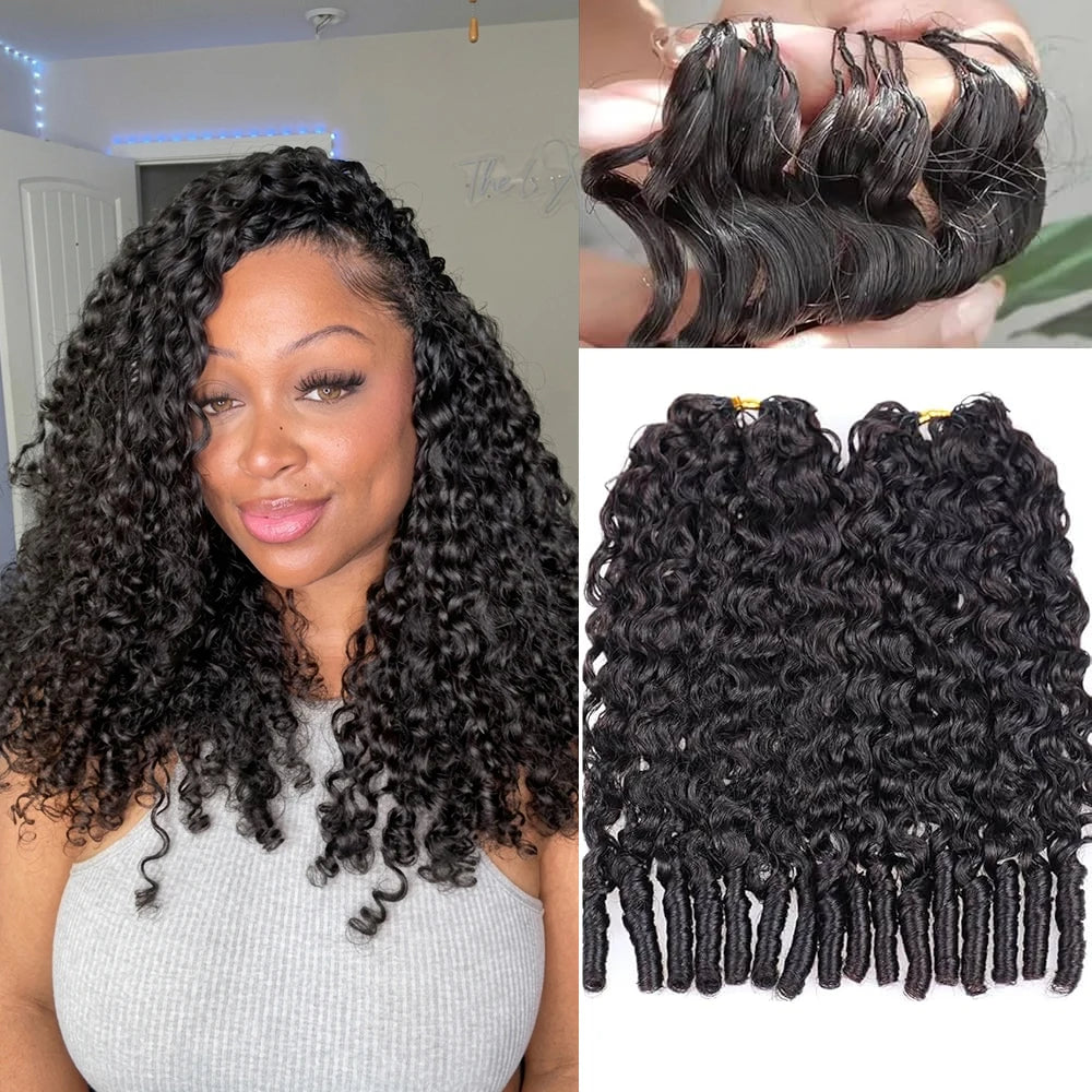 Burmese Curly Miracle Knots Crochet Human Hair For Braiding Boho Braids 100% Raw Human Hair Feathered Crochet Human Hair